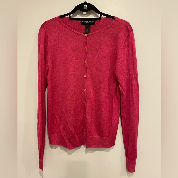 Vintage Style Pure Silk Magenta Pink Cardigan - Picture 4 of 5